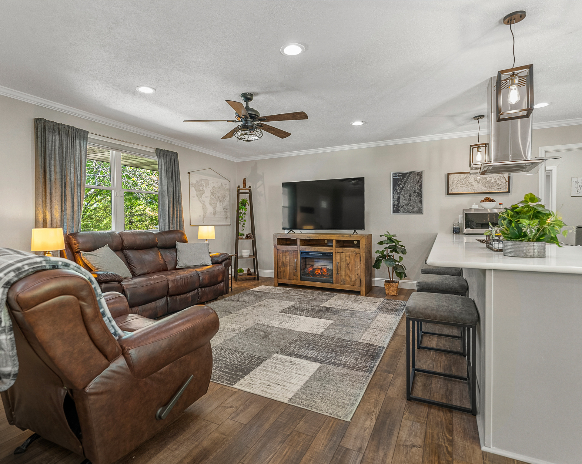 Interior living room of a lakefront home near Table Rock Lake, Branson, Missouri